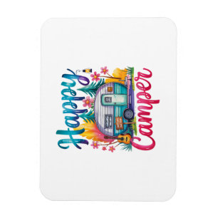 Magnet Flexible Vêtements de camping drôle Happy Camper remorque R