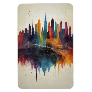 Magnet Flexible Vibrant Abstrait Skyline Cityscape Art