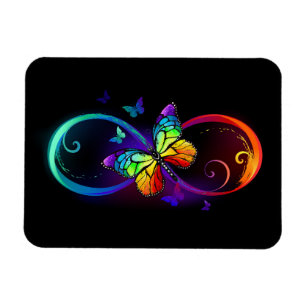 Magnet Flexible Vibrant infinity with rainbow butterfly on black