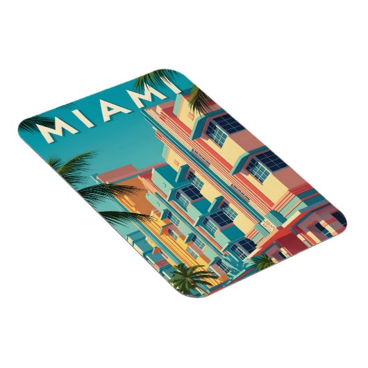 Magnet Flexible Vibrant Miami buildings with palm trees (Côté Droit)