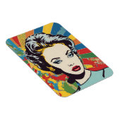 Magnet Flexible Vibrant Retro Femme Pop Portrait Art (Côté Droit)