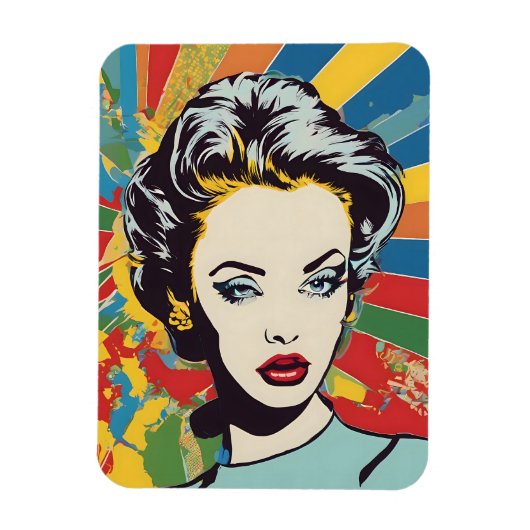 Magnet Flexible Vibrant Retro Femme Pop Portrait Art (Vertical)