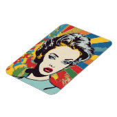 Magnet Flexible Vibrant Retro Femme Pop Portrait Art (Côté Gauche)