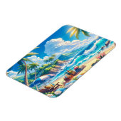 Magnet Flexible Vibrant Tropical Island Beach Aquarelle (Côté Gauche)