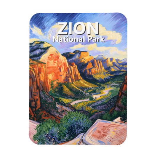 Magnet Flexible Vibrant Zion National Park Angels Landing Van Gogh (Vertical)