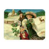 Magnet Flexible Victorian Famy in the snow Christmas scene (Horizontal)
