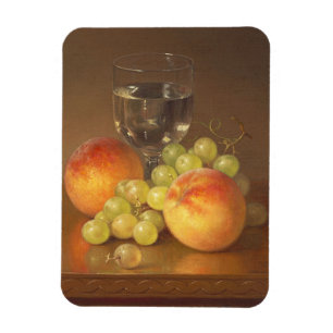 Magnet Flexible Vie morte, Wineglass, Deux pêches, Fruits et Vin