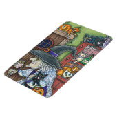 MAGNET FLEXIBLE VIEILLE WITCH HAPPY HOME, BEAUCOUP DE CHATS & OWL  (Côté Gauche)