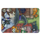 MAGNET FLEXIBLE VIEILLE WITCH HAPPY HOME, BEAUCOUP DE CHATS & OWL  (Horizontal)