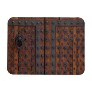 Magnet Flexible Vielle Porte En Bois Avec Renforts En Métal Noir