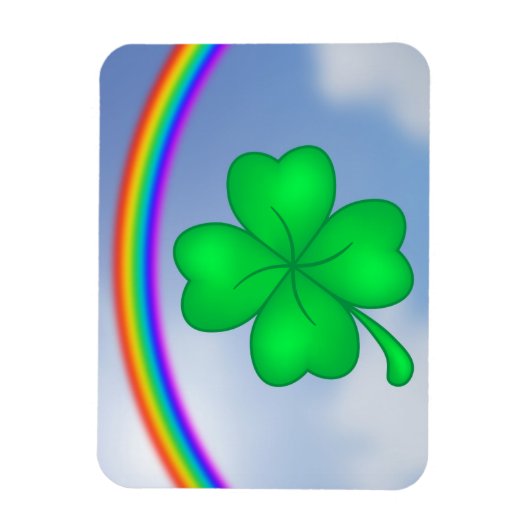 Magnet Flexible Vierblättriges Kleeblatt mit Regenbogen (Vertical)