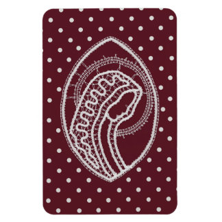 Magnet Flexible Vierge Marie bénie en dentelle blanche sur fond bu