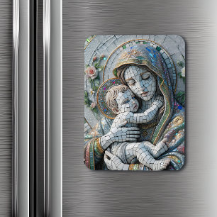 Magnet Flexible Vierge Marie et bébé Jésus   Statue mosaïque