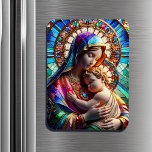 Magnet Flexible Vierge Marie et Bébé Jésus Vitrail<br><div class="desc">Vierge Marie avec Bébé Jésus dans un style de mosaïque de mosaïque vitrail. Lumineux,  beau et coloré.</div>