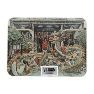 Magnet Flexible Vietnam Dragon Temple, Date personnalisable