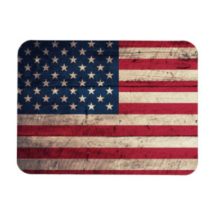 Magnet Flexible Vieux drapeau américain en bois