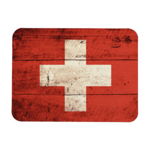Magnet Flexible Vieux drapeau suisse en bois