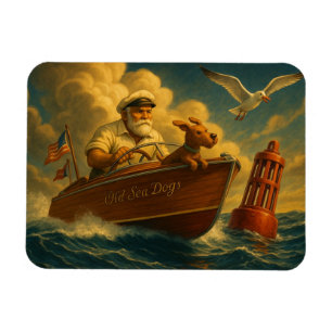 Magnet Flexible Vieux loups de mer : un marin et son fidèle canin