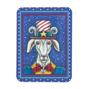 MAGNET FLEXIBLE VIEUX ONCLE DE CHÈVRE SAM, FUNNY FARM PATRIOTIC BI