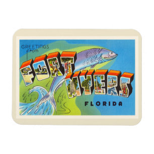 Magnet Flexible Vieux souvenir de Vintage voyage de Fort Myers la