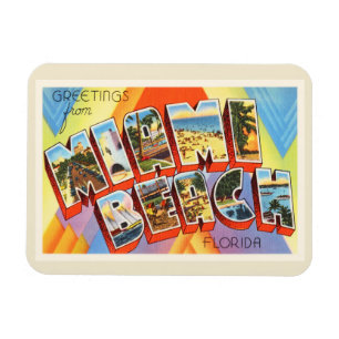 Magnet Flexible Vieux souvenir de Vintage voyage de Miami Beach la