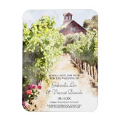 Magnet Flexible Vignoble Rouge Grange Aquarelle Mariage Enregistre (Vertical)