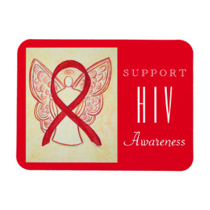 Magnet Flexible VIH Rouge Sensibilisation Ruban Angel Cadeau perso