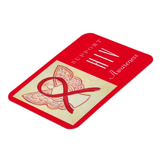 Magnet Flexible VIH Rouge Sensibilisation Ruban Angel Cadeau perso (Côté Gauche)