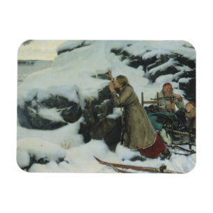 Magnet Flexible Village brûlé en hiver (par Albert Edelfeue)