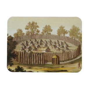 Magnet Flexible Village d'une tribu indigène en Floride, engrave