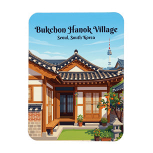 Magnet Flexible Village Hanok de Bukchon Corée du Sud
