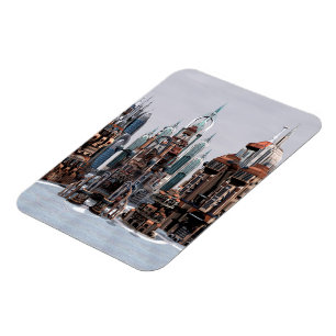 Magnet Flexible Ville de fantasy futuriste Art de paysage urbain S