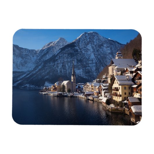 Magnet Flexible Ville de Hallstatt dans la neige en hiver (Horizontal)
