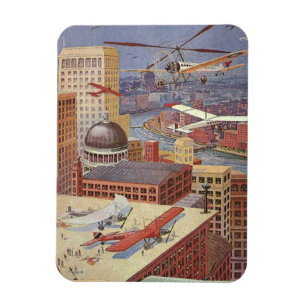 Magnet Flexible Ville de science-fiction vintage, Steam Punk victo