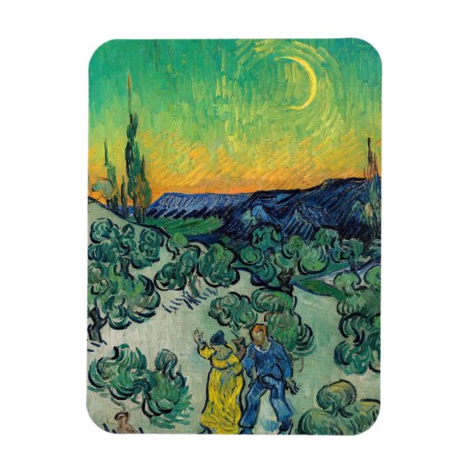 Magnet Flexible Vincent van Gogh - Paysage Lune avec couple (Vertical)