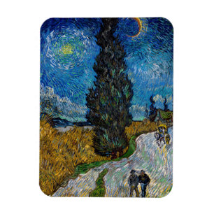 Magnet Flexible Vincent van Gogh - Route avec cyprès et étoile