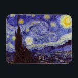 Magnet Flexible Vincent Van Gogh Starry Nuit Vintage Art<br><div class="desc">Vincent van Gogh Starry Night Art Peinture Starry Night est un tableau de l'artiste post-impressionniste néerlandais Vincent van Gogh. Le ciel bleu de la nuit est rempli de nuages tourbillonnants, d'étoiles et d'une lune brillante croissant. La Nuit étoilée est la seule nocturne de la série de vues depuis la fenêtre...</div>
