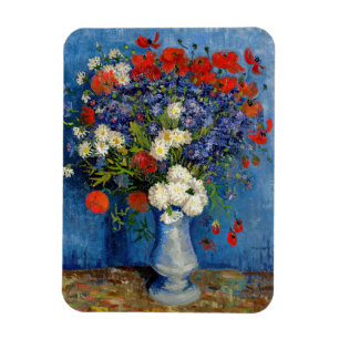 Magnet Flexible Vincent van Gogh - Vase avec des Bleuets & Coqueli