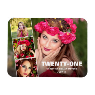 Magnet Flexible Vingt et unième anniversaire heureux 4 photo Colla