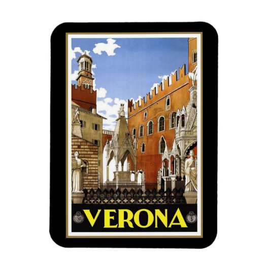 Magnet Flexible Vintage affiche de voyage, Vérone, Italie, (Vertical)