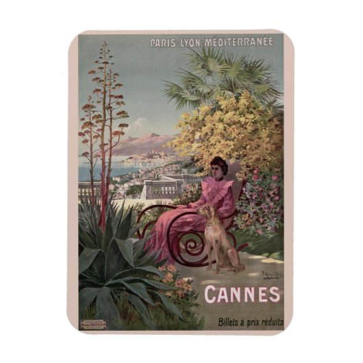 Magnet Flexible Vintage antiquité Cannes Publicité de voyage franç (Vertical)