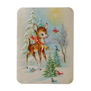 Magnet Flexible Vintage bébé Noël Cheer Deer