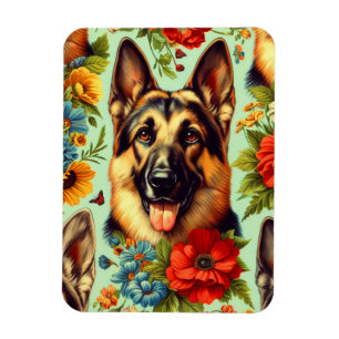 Magnet Flexible Vintage berger allemand floral
