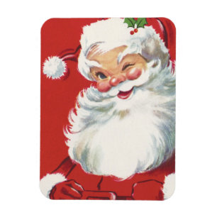 Magnet Flexible Vintage Christmas, Jolly Winking Santa Claus