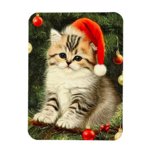 Magnet Flexible Vintage Christmas Kitten
