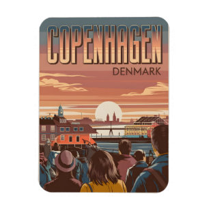 Magnet Flexible Vintage Copenhague Voyage touristes coup de soleil