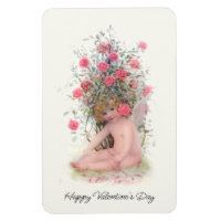 Vintage cupide avec roses roses roses Valentine