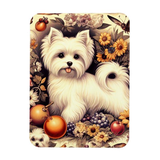 Magnet Flexible Vintage Cute Maltais (Vertical)