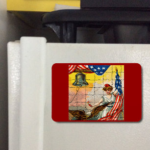 Magnet Flexible Vintage dame, aigle, drapeau et liberté Bell Mosia