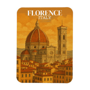 Magnet Flexible Vintage Florence Italie Voyage Retro Illustration